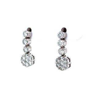 Modern Diamond Cluster Drop Earrings in 18k White Gold image 2