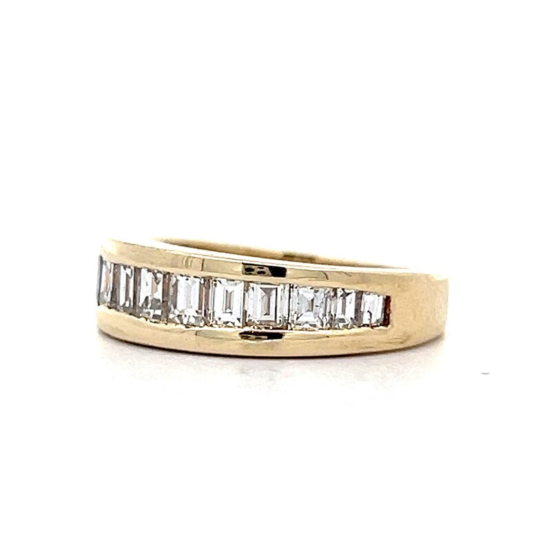 Channel Set Emerald Cut Diamond Stacking Ring in 14k Yellow Gold - Etsy