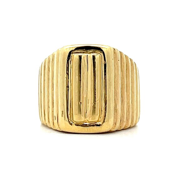Rectangular Ridged Statement Ring in 18k Yellow G… - image 1