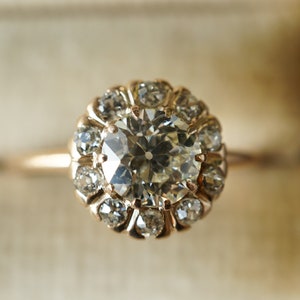 Victorian Diamond Cluster Engagement Ring in 12K Rose Gold