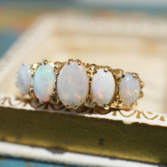 Ornate Victorian Opal Cocktail Ring in 14k Yellow 
