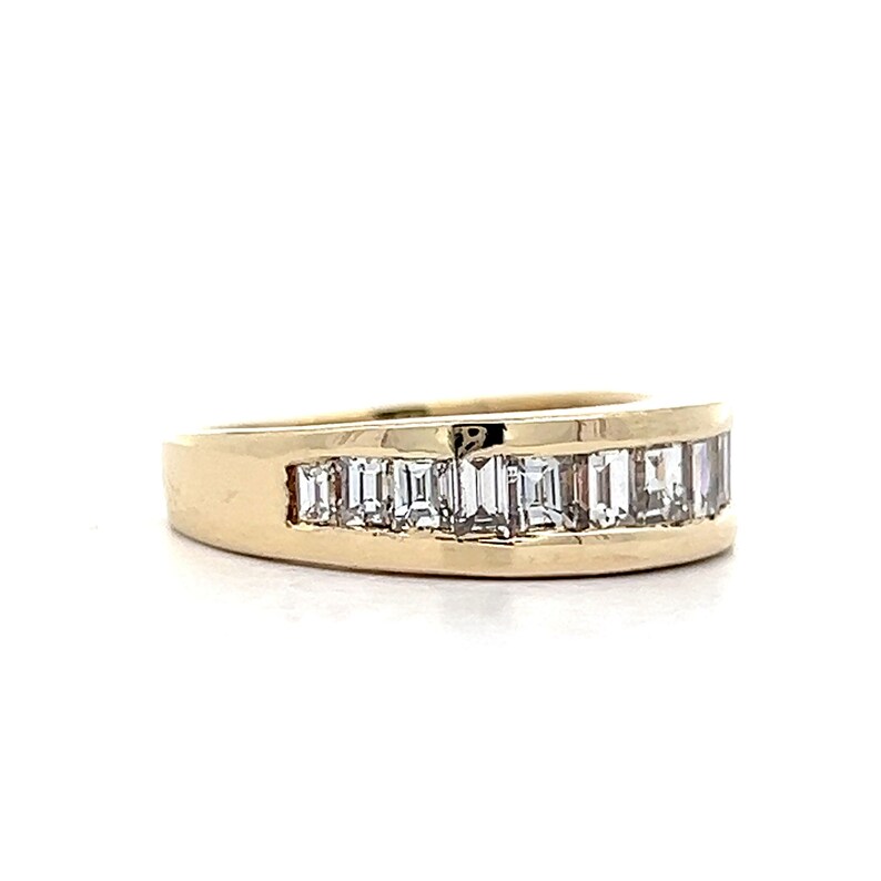 Channel Set Emerald Cut Diamond Stacking Ring in 14k Yellow Gold - Etsy