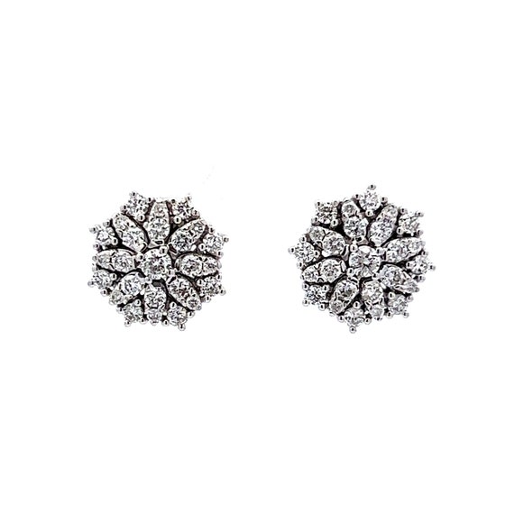 Geometric Stud Earrings in 14k White Gold