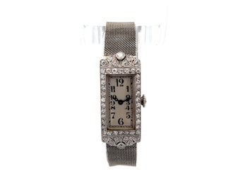 Antike Art Deco Diamant Armbanduhr in Platin & 18k