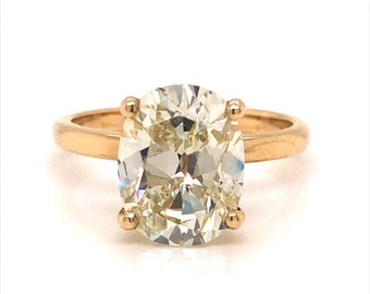 4 Carat Oval Cut Diamond Engagement Ring in 14k Yellow Gold