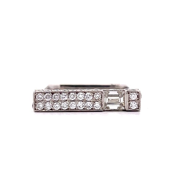 Diamond Stacking Square Bar Ring in Platinum - image 1
