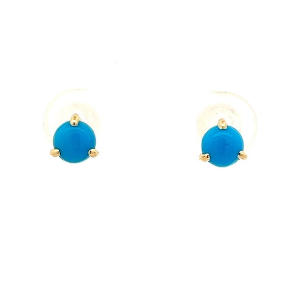 Turquoise Stud Earrings in 14k Yellow Gold - image 1