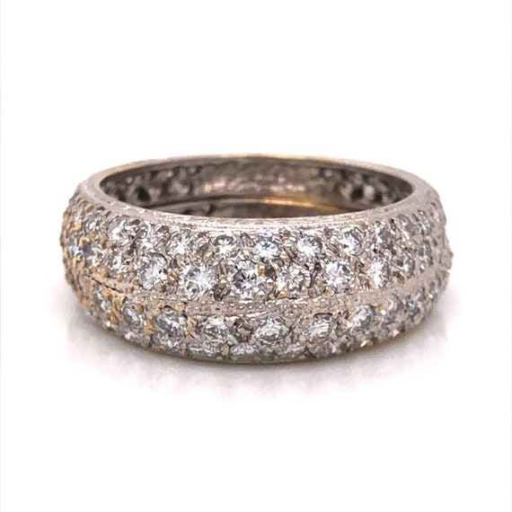Mid-Century Pave Diamond Cocktail Ring 18k White … - image 2
