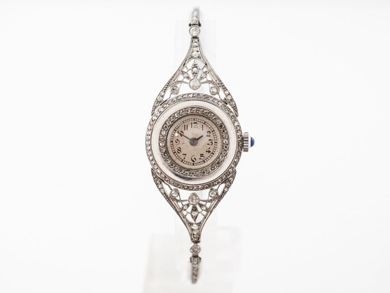 Vintage French Edwardian Watch w/ Diamonds in Plat