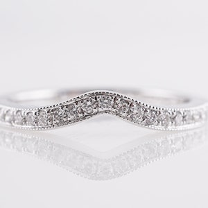 Curved Diamond Wedding Band in 14k White Gold