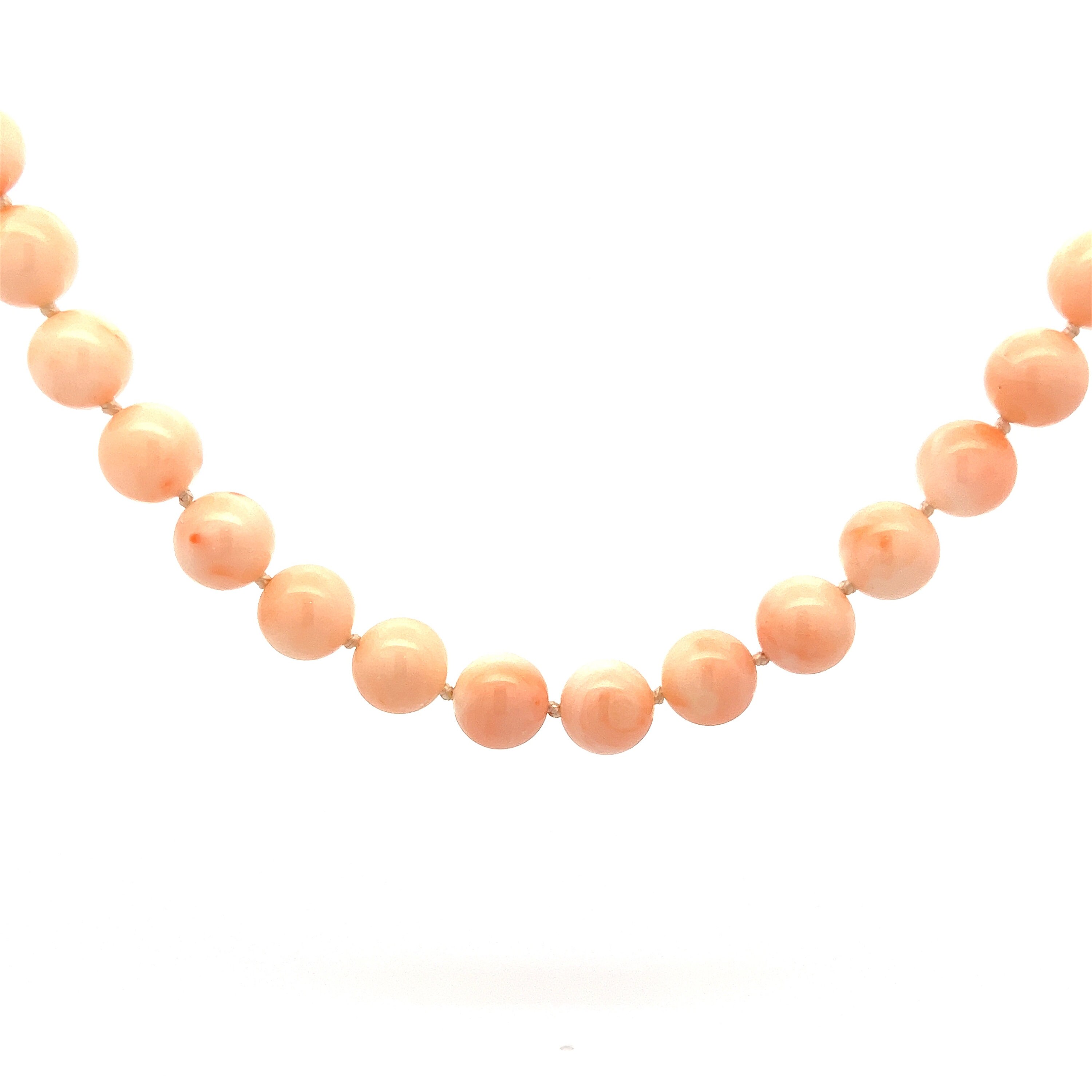 Collier Antique En Or 18k Avec Perles De Corail Orange (vers 1890) - Bijou Vintage
