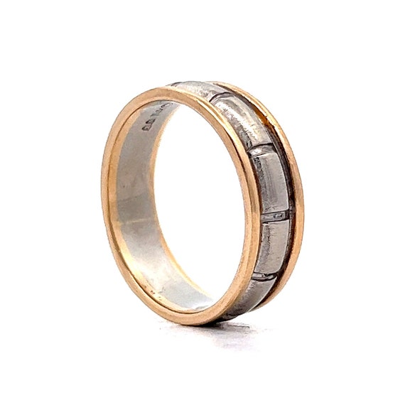 Vintage 1950s Men's Two-Tone Wedding Band in 14k - image 5