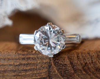 2.05 Caraty Vintage 1950's Diamond Engagement Ring in Platinum