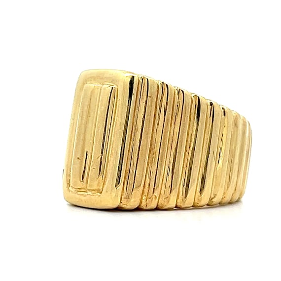 Rectangular Ridged Statement Ring in 18k Yellow G… - image 2