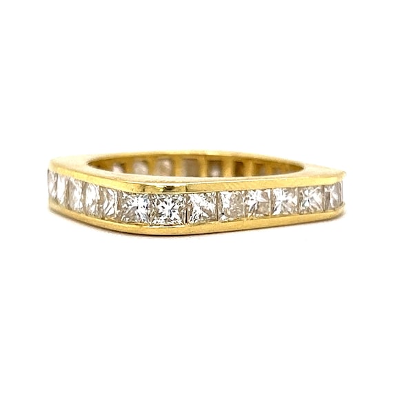 Princess Cut Square Eternity Stacking Ring in 18k… - image 1