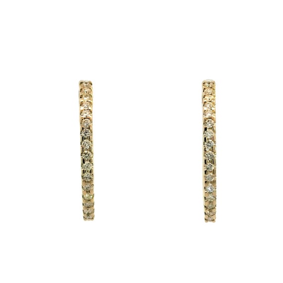 Diamond Hoop Earrings in 14k Yellow Gold - image 2