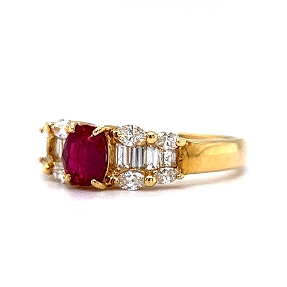 Ruby & Diamond Cluster Right Hand Ring in 18k Yel… - image 7
