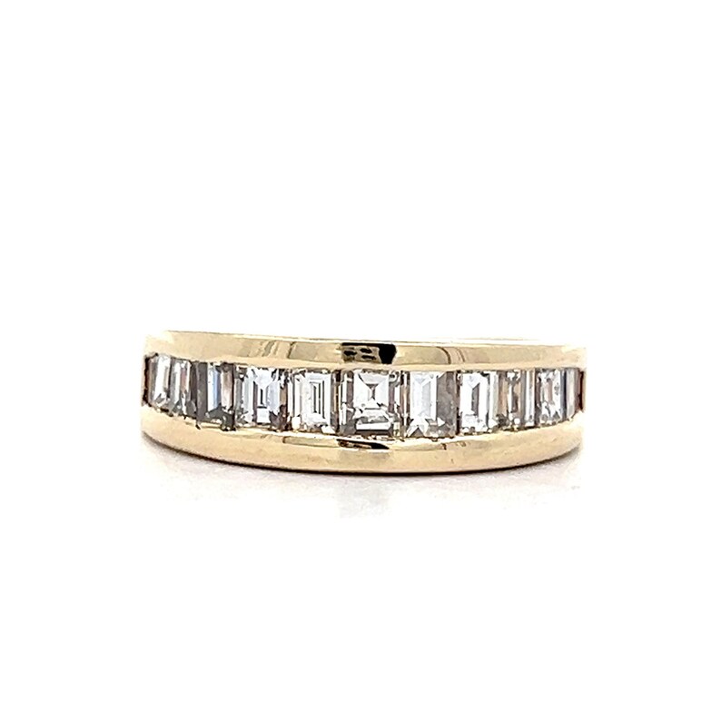 Channel Set Emerald Cut Diamond Stacking Ring in 14k Yellow Gold - Etsy