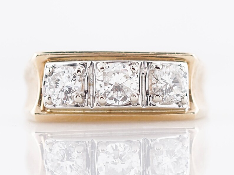 Mens Right Hand Ring Modern 1.10 Round Brilliant Cut Diamonds Etsy