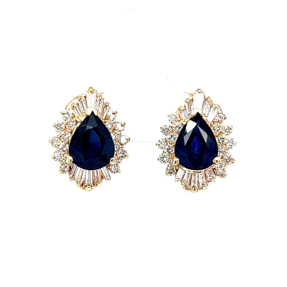 Sapphire & Diamond Ballerina Halo Earrings in 14k… - image 1