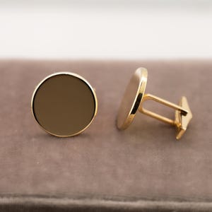 Men's Circular Cufflinks in 14k Yellow Gold