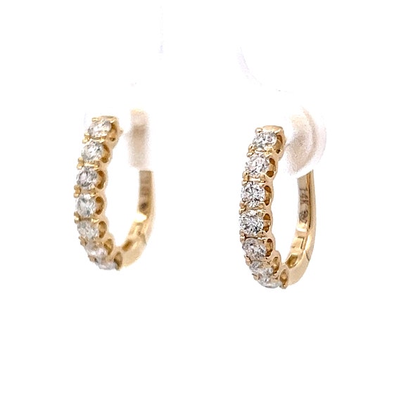 Diamond Hoop Earrings .66 Carats in 14k Yellow Go… - image 1