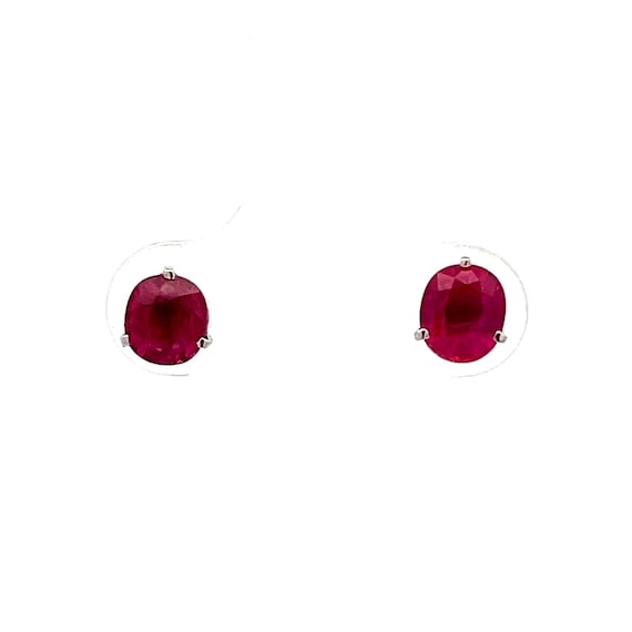 Ruby Stud Earrings in Platinum - image 3