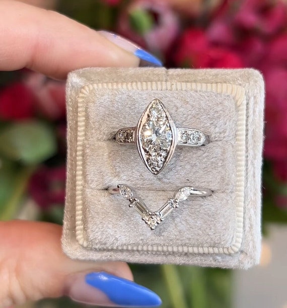 Vintage Mid-Century Engagement Ring Platinum