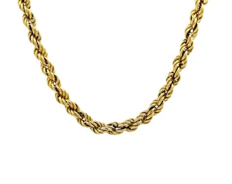 Collar de cadena de cuerda de 28 pulgadas en oro amarillo de 14 k