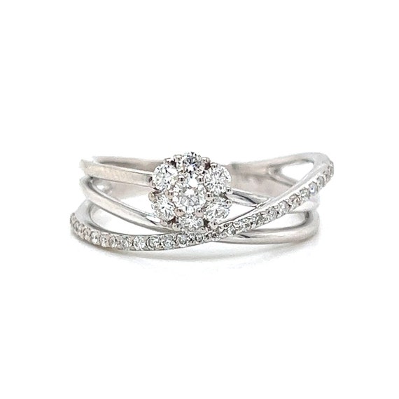 Asymmetrical Diamond Cluster Stacking Ring in 14k… - image 1
