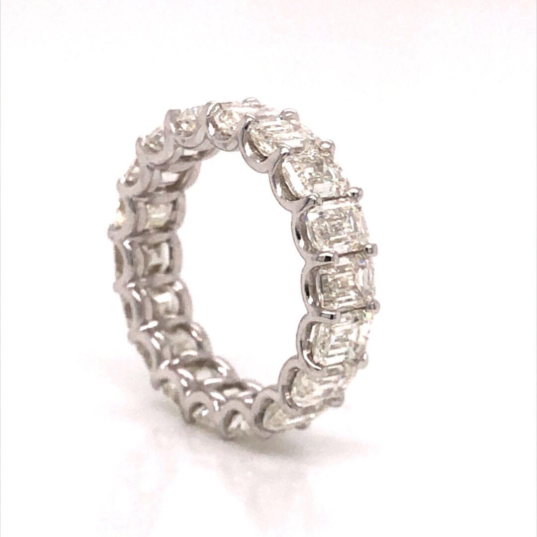 Emerald Cut Diamond Eternity Band in 18k White Gold - Etsy