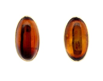 Cabochon Citrine Stud Earrings in 14k Yellow Gold