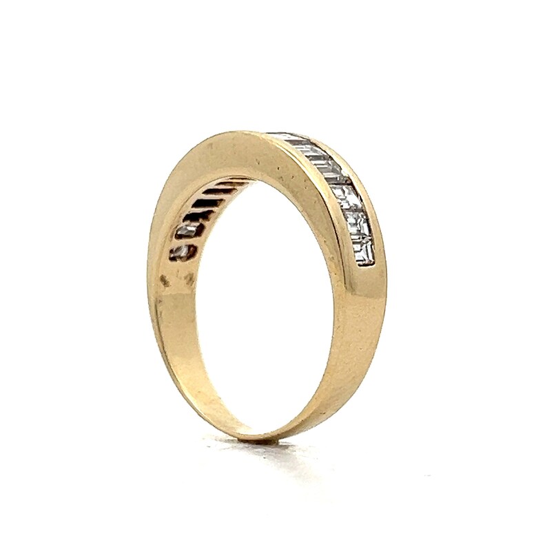 Channel Set Emerald Cut Diamond Stacking Ring in 14k Yellow Gold - Etsy