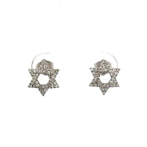 Star of David Diamond Stud Earrings in 14k White Gold