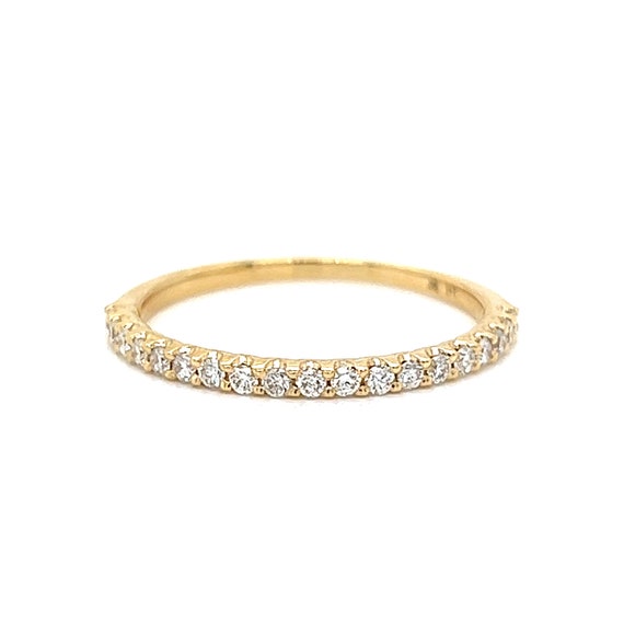 Thin Diamond Wedding Band in 14k Yellow Gold - image 2