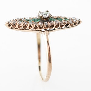 Vintage Viktorianischer Diamant & Smaragd Ring in 14k Bild 9
