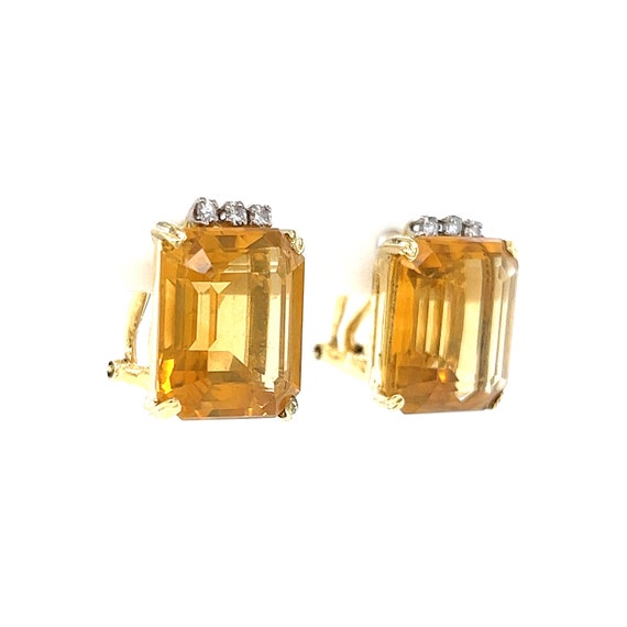 Mid-Century Citrine Stud Earrings in 14k Yellow G… - image 4