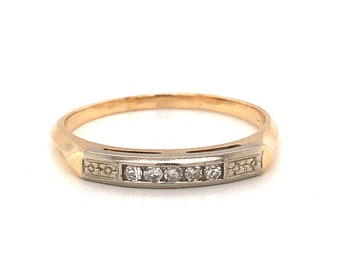 Retro Two-Toned Diamond Wedding Band in 14k