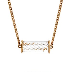 Steuben Glass Air Twist Crystal Pendant in 14k Yellow Gold