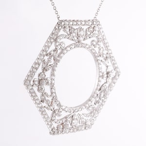 Antique Necklace Art Deco 5.00 Old European Cut Diamonds in Platinum image 4