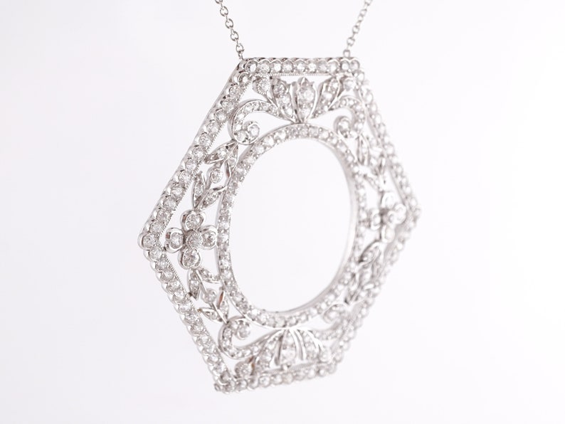 Antique Necklace Art Deco 5.00 Old European Cut Diamonds in Platinum image 4