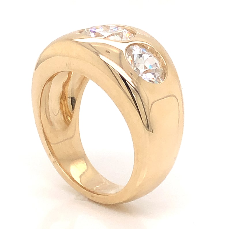 3.25 Three Stone Diamond Cocktail Ring 14k Yellow Gold image 6