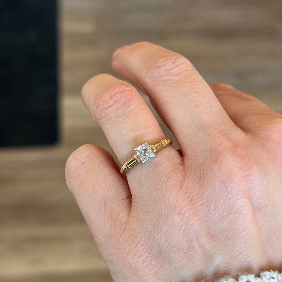 1/4 Carat Retro Solitaire Diamond Engagement Ring… - image 2