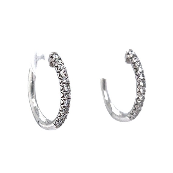 Diamond Hoop Earrings in 14k White Gold - image 3