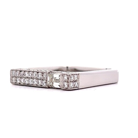 Diamond Stacking Square Bar Ring in Platinum - image 2