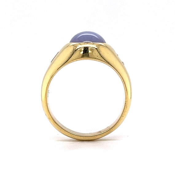 10.90 Star Sapphire & Diamond Men’s Ring in 18K Y… - image 6