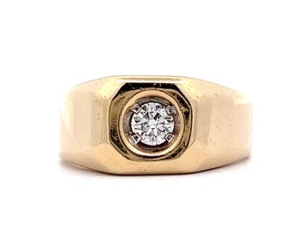 Natural .25ct Diamond & Yellow Gold Statement Ring in 14K - Etsy