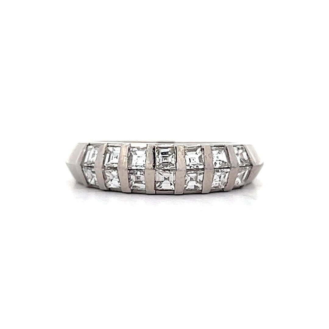 1.00 Ct Asscher Cut Diamond Stacking Band in Platinum - Etsy