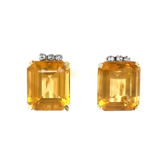 Mid-Century Citrine Stud Earrings in 14k Yellow G… - image 2