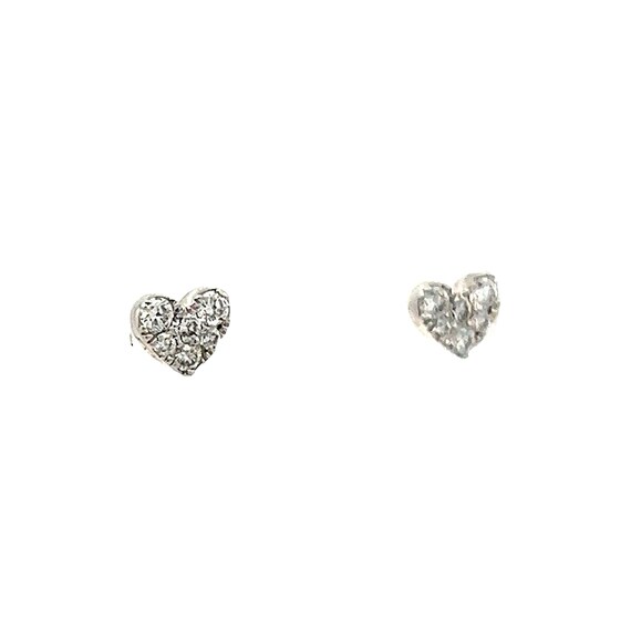 Diamond Heart Stud Earrings in 14k White Gold - image 3